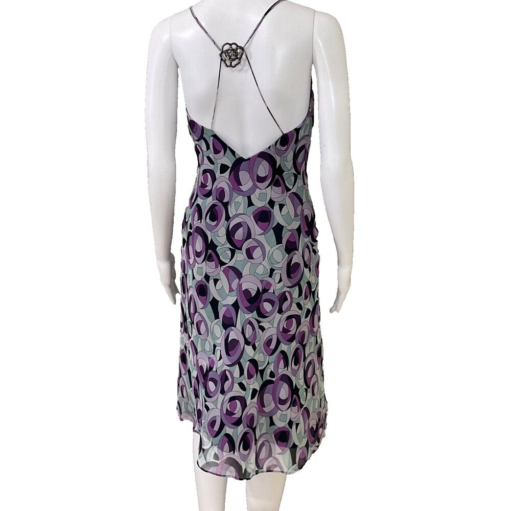 VTG. LAUNDRY Shelli Segal Fairy silk slip Dress Women's 6 purple artsy w pin - Picture 2 of 11